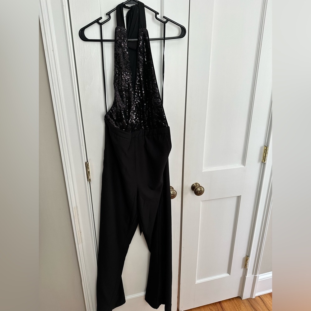Super fun black sequin top Lulus jumpsuit